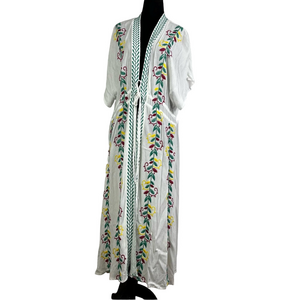 Curations embroidered gauze kimono cover up kaftan size large